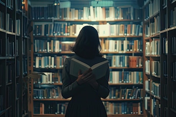 involved-woman-reading-book-standing-near-bookshelves_1257223-157070